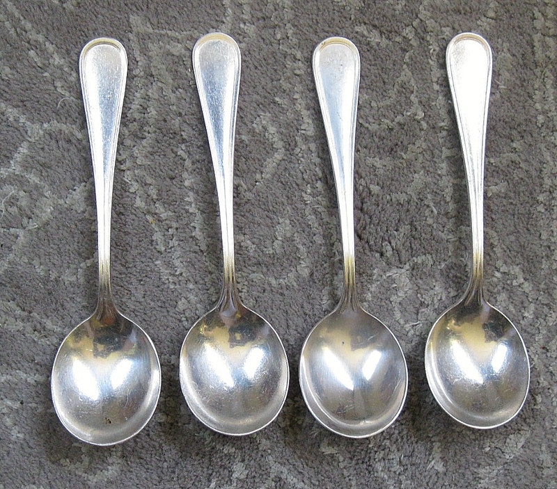 Vintage USN Soup Spoons Set of 4 United States Navy International Silver