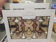 2 Boxes Wondershop At Target Set 14 Christmas Handcrafted Glass Ornament Set New
