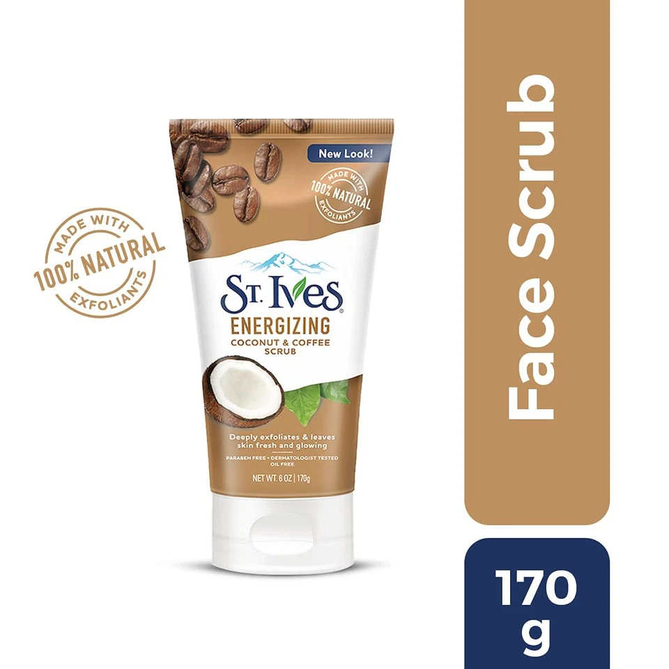 Exfoliante facial energizante St Ives, coco y café, limpiador profundo 170 g Foto 2 de 4
