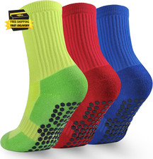 Kids Grip Soccer Socks Boys Basketball Crew Socks Cushioned Athletic Non Slip So