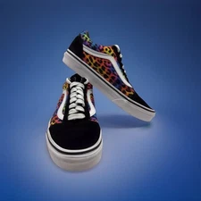 VANS OLD SKOOL "RAINBOW CHEETAH PRINT" SKATE/CASUAL [MENS SIZE 6.5WOMENS 8]READ