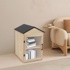 2-tier Library Book Box Wooden Book Cabinet Literature Book Exchange Cabinet