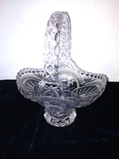 Kristallglas-Korb mit Henkel  Dekor Dorsette  aus der ANNA HUETTE Vintage 70er
