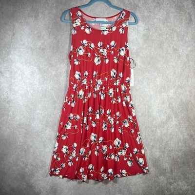 French Grey Evalynn Dress Womens Size XL Red Floral Brushed Knit Sleeveless NEW