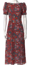 Saloni Dress Red Silk Short Sleeve Size UK 10 Excellent Condition 