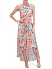 ELIZA J Floral Sleeveless High-Low Chiffon Gown Dress Size 10