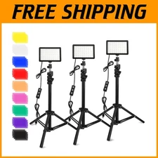 3-Pack Adjustable LED Video Lights with Color Filters