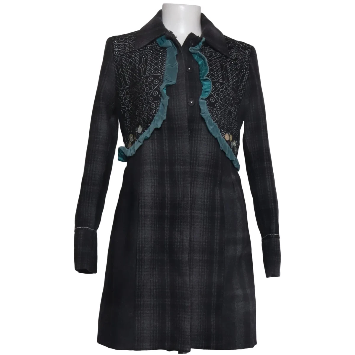 Desigual, Mantel, Damen, Größe: 38, Grau/Schwarz/Mehrfarbig #neH