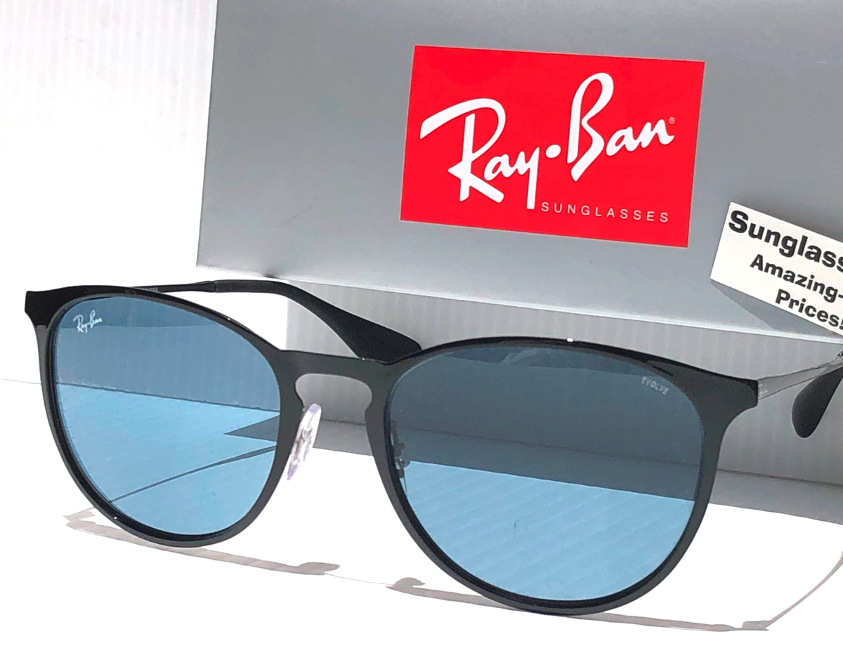 Ray Ban ERIKA METAL Black Evolve PHOTOCHROMIC Green Blue Sunglass