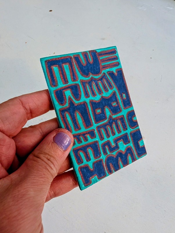 ACEO Original Painting — Cool Abstract Pattern Art — Acrylic Marker on Canvas —