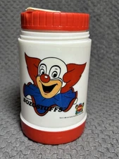 Vintage 1988 Bozo the Clown "BOZOSTUFFS" Deka Plastic Thermos