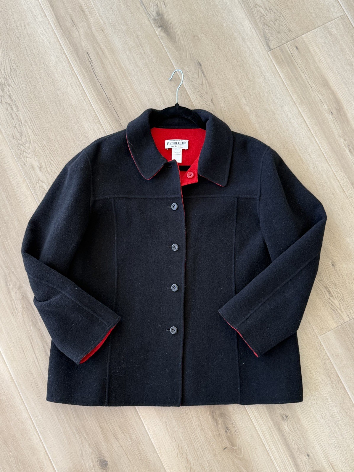 Pendleton Reversible Wool Jacket Black Red Women’… - image 3