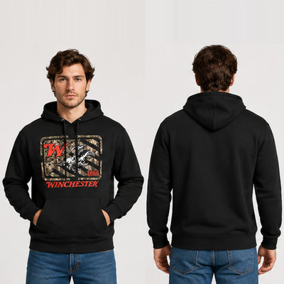 NWT Winchester Men's Black Western Graphic Pullover Hoodie with Pockets Large