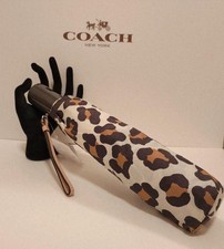 NWT HTF Coach Ocelot UV Protection Umbrella   Chalk Black and Brown Print-F64150