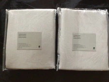2 WEST ELM CORTLAND BASKETWEAVE CURTAINS 48”x96” LIGHT FLAX NEW