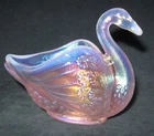 Fenton Pink Iridescent Opalescent Swan Trinket Dish
