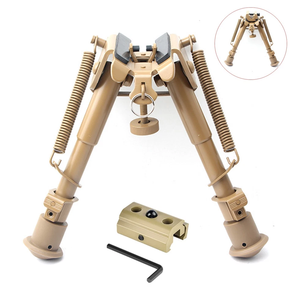 Rifle Bipod 6-9" Spring Return Swivel Stud W/ 20mm Picatinny Rail Mount Adapter - Image 2 of 4