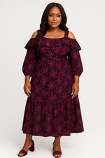 Ulla Johnson Caprice Midi Off-Shoulder Dress | Floral - XXL Plus | Size: 16