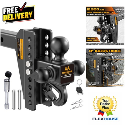 #ad Heavy Duty 3 Ball Adjustable Trailer Hitch Fits 2 Inch Receivers 8#x27;#x27; Drop $211.04