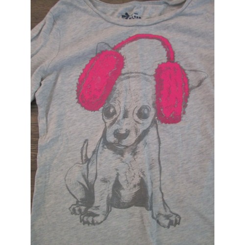 Long Sleeve T-Shirts Bundle of 2 Kids Girls Size 8 White Grey Tops Dog Kind Cool - Picture 3 of 8