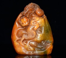 Exquisite Tianhuang Yuanshi Shoushan Stone Dragon Seal Ornament