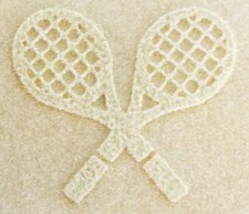 Original Vintage Fuzzy Tennis Racket Mini Iron On Transfer White