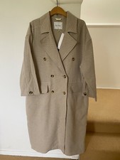 Beautiful Brand New American Vintage Oversize Coat Beige W/stripes Xs/s