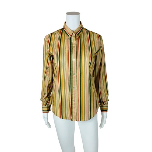 Vintage 60s Multi Colored Top Striped Button Down JCPenney Blouse B 40" - Picture 10 of 10