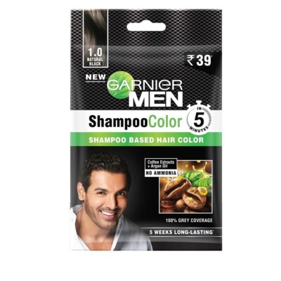 Garnier Men Shampoo Color Shade 1 Natural Black, 10ml+10ml ,