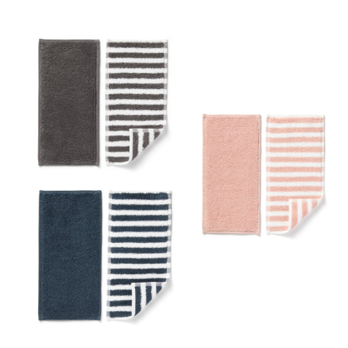 MUJI cotton towel half handkerchief Charcoal gray Pink Smoky blue