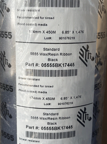 ZEBRA WACHS-/Harzband (6er-pack) 6,85" x 1,476' 5555 - 05555BK17445 - NEU - Bild 3 von 4