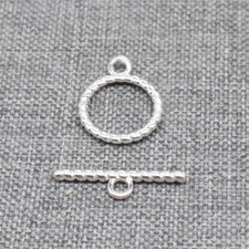 2 Sterling Silver Twisted Toggle Clasps Coiled Ring and Bar Set 10mm