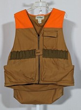 LL Bean Vintage Duck Canvas Brown Orange Hunting Safety Vest M USA