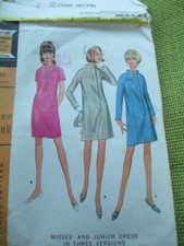 Vtg Womens Pattern McCalls 8862 Size 10 Dress in 3 lengths 1967