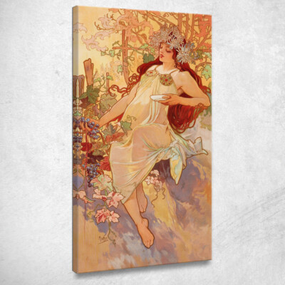 Herbst Vier Jahreszeiten Alphonse Mucha, amu19 Leinwandbild