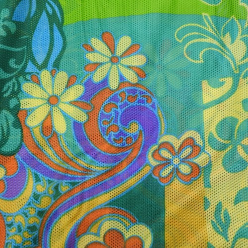 Vintage Bright Tropical Psychedelic Mesh Fabric 200"x60" Floral Bold Vibrant - Picture 3 of 9
