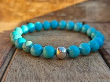 Türkis Armband 925 Silber Perle Perlenarmband Naturstein Partnerarmband
