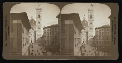 Giottos Tower, the famous Campanile of Florence, Italy Old Historic Photo