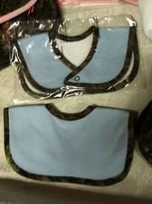 NEW Blue with Camo Trim Baby Bib Style NBB3BC