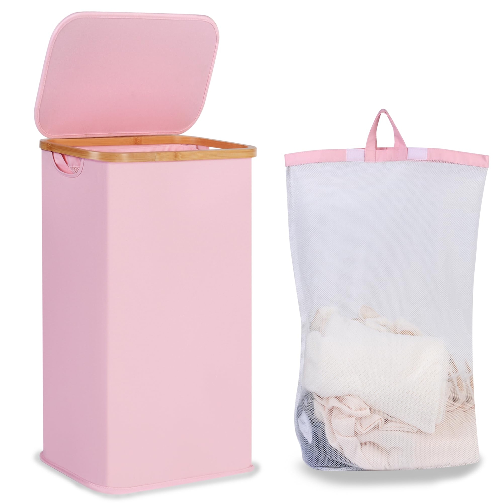 Laundry Hamper with Lid 110L Large Laundry Basket with Handle and Lid Collaps...-image