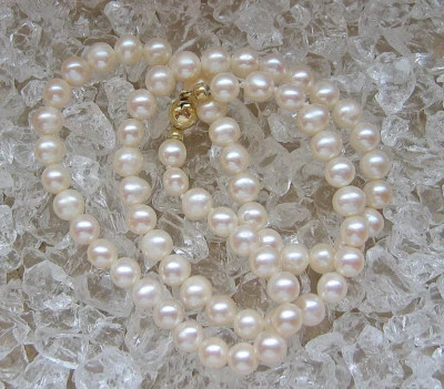 ♦️Love 14kt Gold Kette mit Perlen Collier Perle Damenkette Perlkette pearls 5610 - Bild 1 von 4