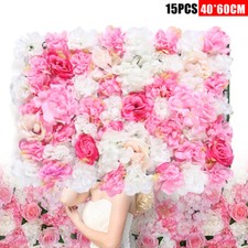 15 Pcs Artificial Flower Wall Panels Rose Dahlia Leaves Wedding Party Backdrop