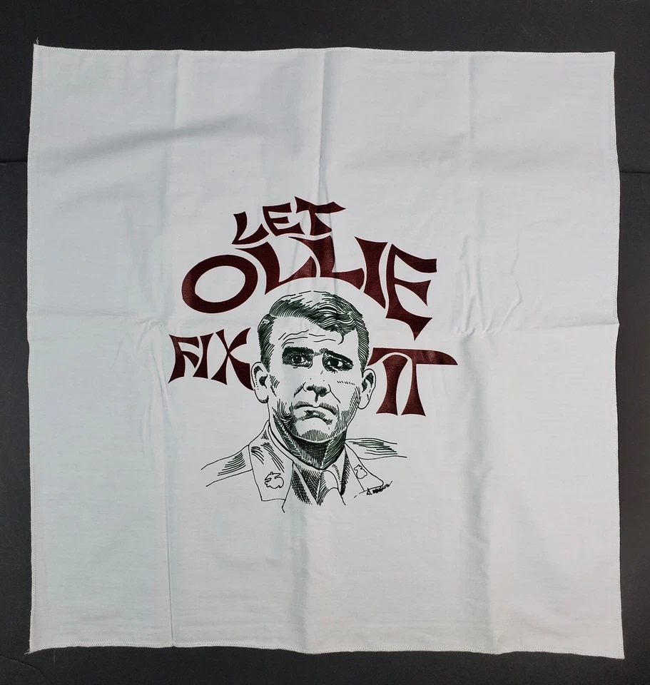 Vintage NOS "Let Ollie Fix It" Oliver North Bandana Flag white cotton 22" x 22" - Image 2 of 4