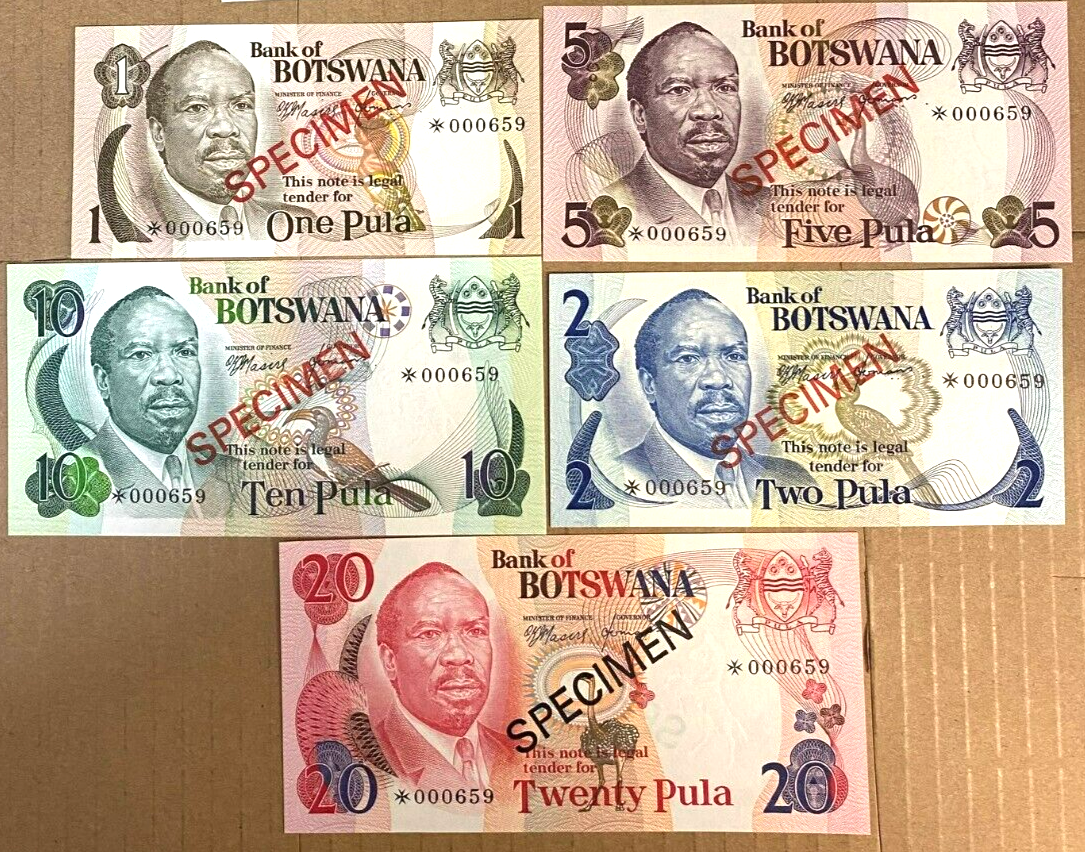 BOTSWANA・SPECIMEN・1・2・5・10・20プーラ【1979年】 BOTSWANA・SPECIMEN・1・2・5・10・20プーラ【1979年】 BOTSWANA