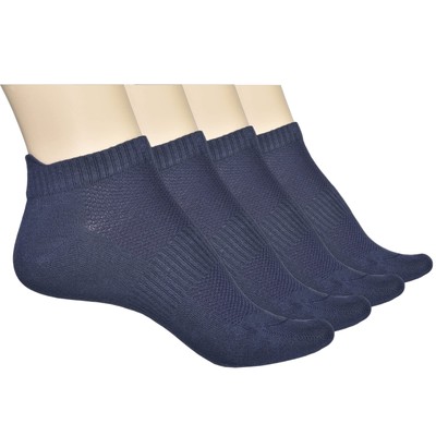 Navy Blue Unisex Thin Rayon Ankle Socks 4 Pairs Size 11-13 Ultra Soft Breatha...