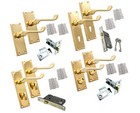 Victorian Scroll Interior Brass Door Handles Bathroom WC Lever Latch Lock Set