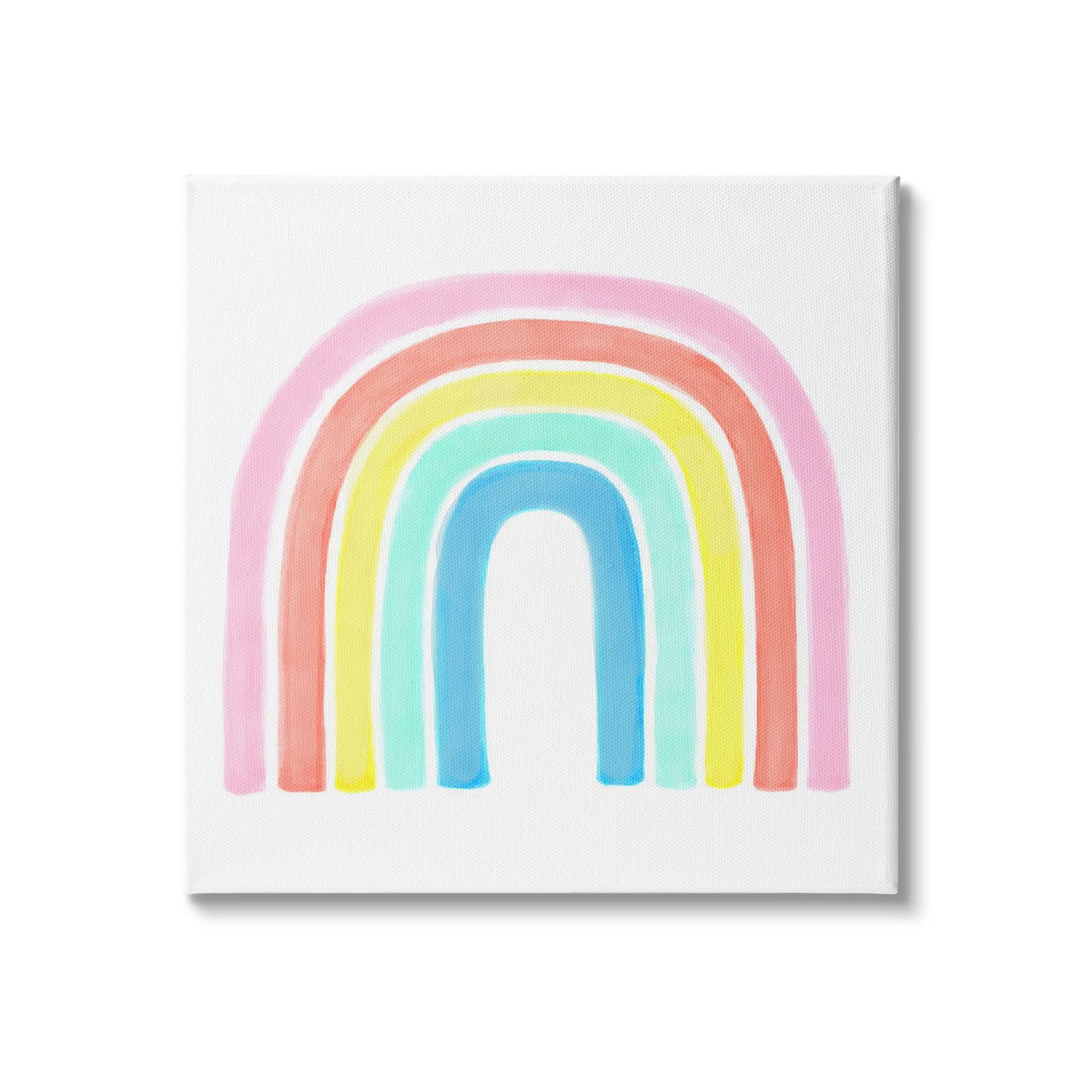Traditional Pastel Arch Rainbow Children's Striped Pattern Canvas Wall Art, 3...