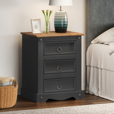 Corona Bedside Chest Cabinet Solid Pine Grey White Charcoal by Mercers Furniture
