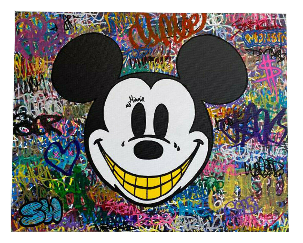 Graffiti Minnie City Canvas Painting Disney Art Street Pop Art