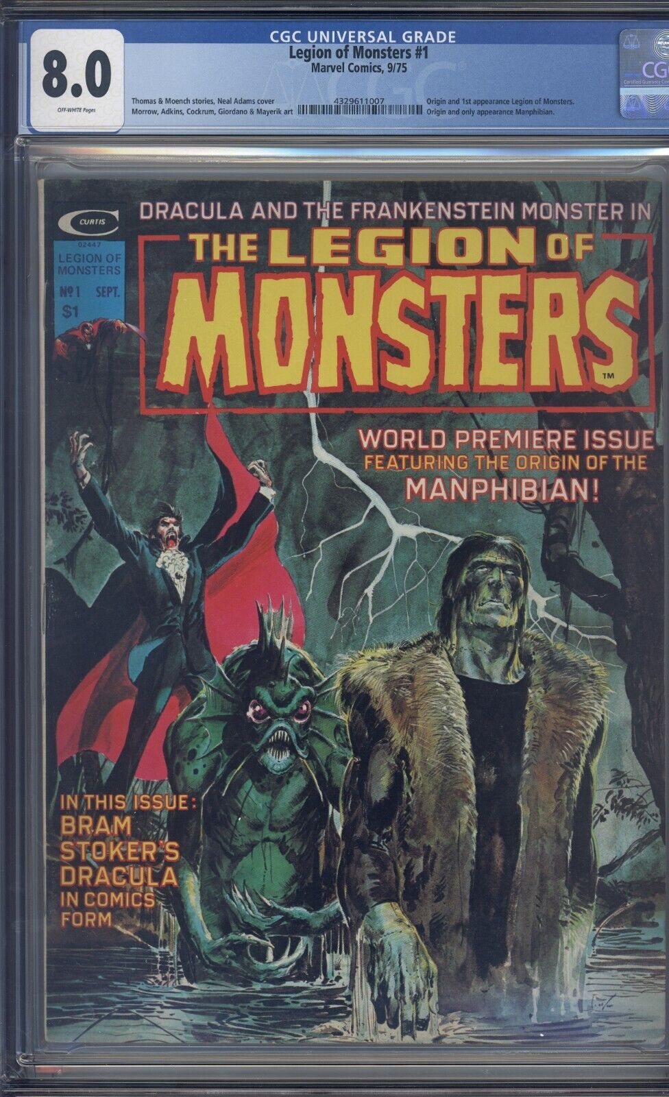 Legion of Monsters # 1 CGC 8.0 Origin and 1st App. of Legion of Monsters